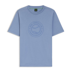 T-shirt en jersey de coton avec motif d’inspiration tennis BOSS bleu clair