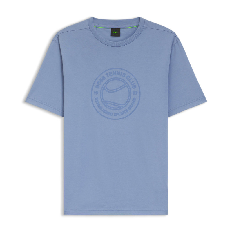T-shirt en jersey de coton avec motif d’inspiration tennis BOSS bleu clair