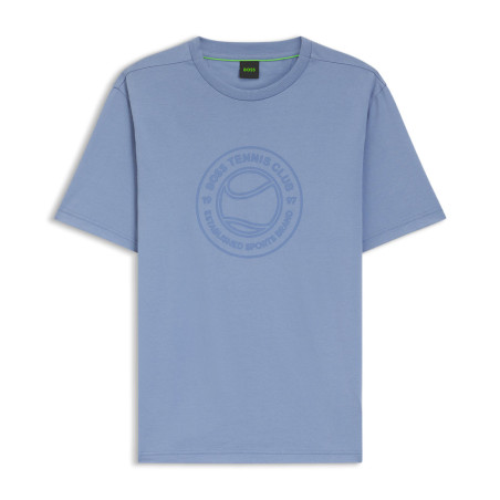 T-shirt en jersey de coton avec motif d’inspiration tennis BOSS bleu clair