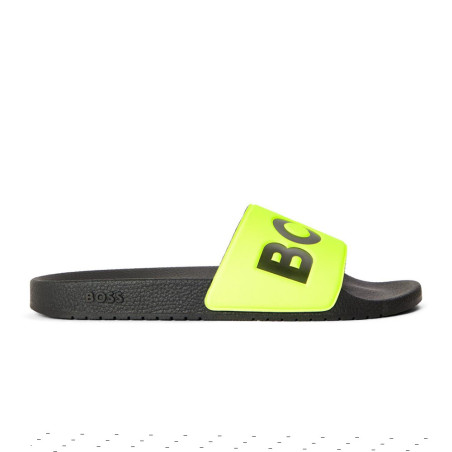 Claquette BOSS Aryeh Slid NPVLG Homme Jaune – Style audacieux et confort premium