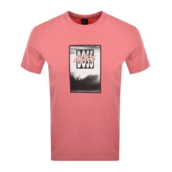 T-shirt BOSS Te_Dj Homme Rouge Pastel – Coupe regular en coton jersey avec artwork imprimé