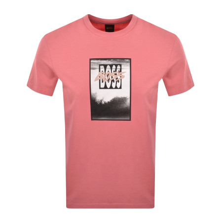 T-shirt BOSS Te_Dj Homme Rouge Pastel – Coupe regular en coton jersey avec artwork imprimé