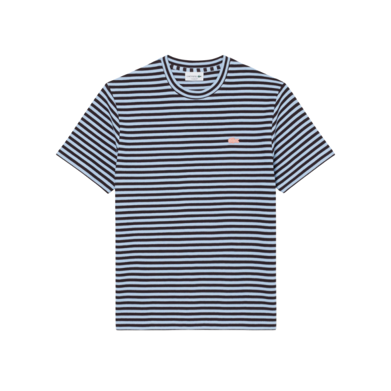 T-shirt Lacoste en jersey texturé rayé Chambray/Buffalo| DM’Sports