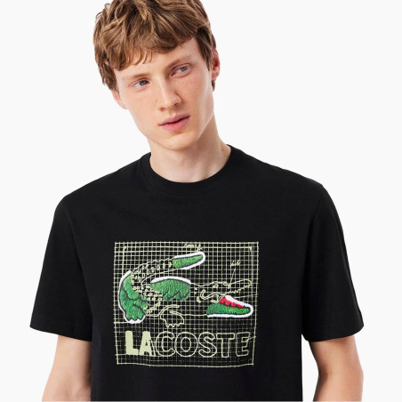 T-shirt Lacoste en coton imprimé noir Classic fit