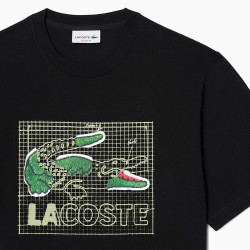 T-shirt Lacoste en coton premium col rond Noir | DM’Sports