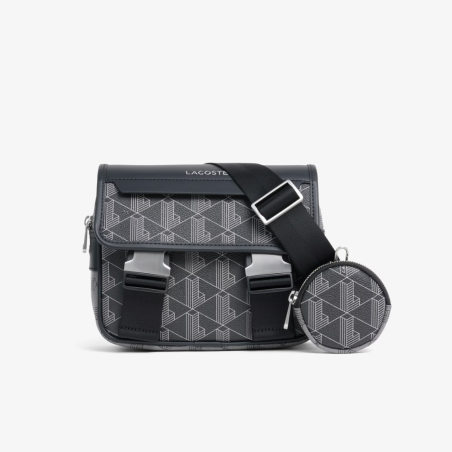 Sac bandoulière Lacoste Blend monogramme Mix Noir Gris