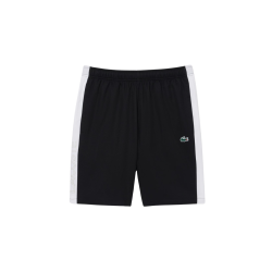 Short Lacoste Sport en taffetas diamanté déperlant Noir/Blanc