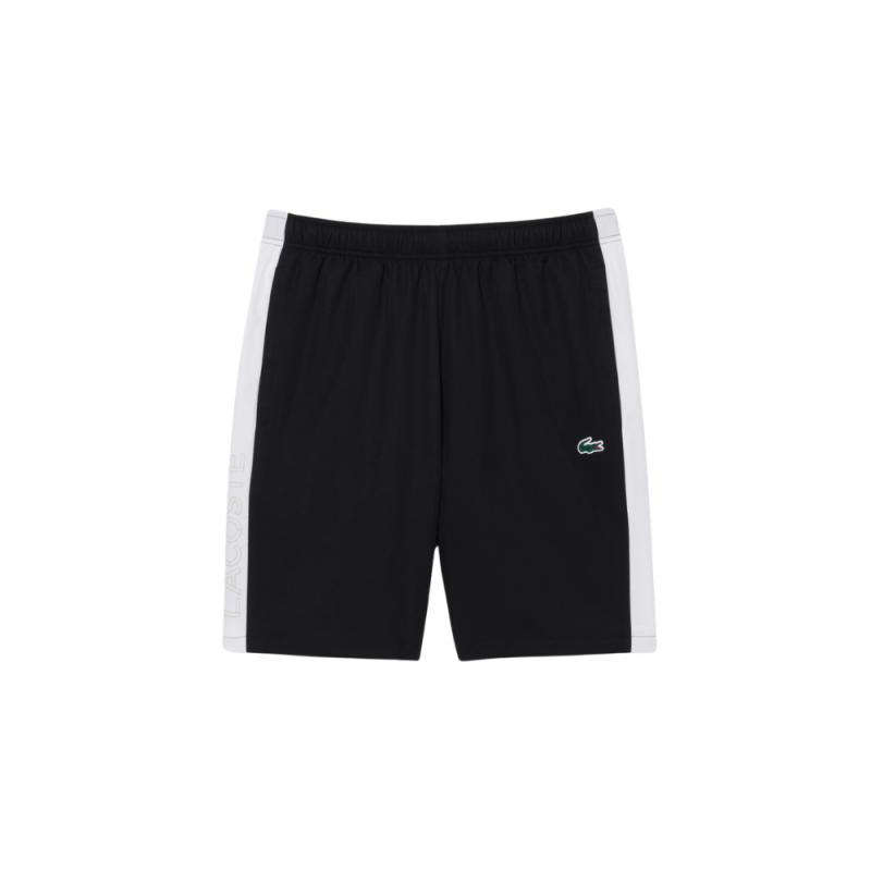 Short Lacoste Sport en taffetas diamanté déperlant Noir/Blanc