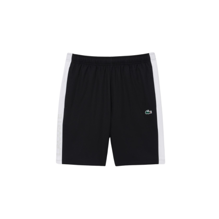 Short Lacoste Sport en taffetas diamanté déperlant Noir/Blanc