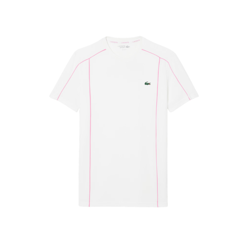 T-shirt Lacoste Sport Ultra Dry en piqué technique liserés Blanc| DM’Sports
