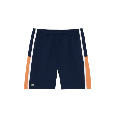 Short Lacoste Tennis en taffetas diamanté color-block Marine/Orange/Blanc| DM’Sports