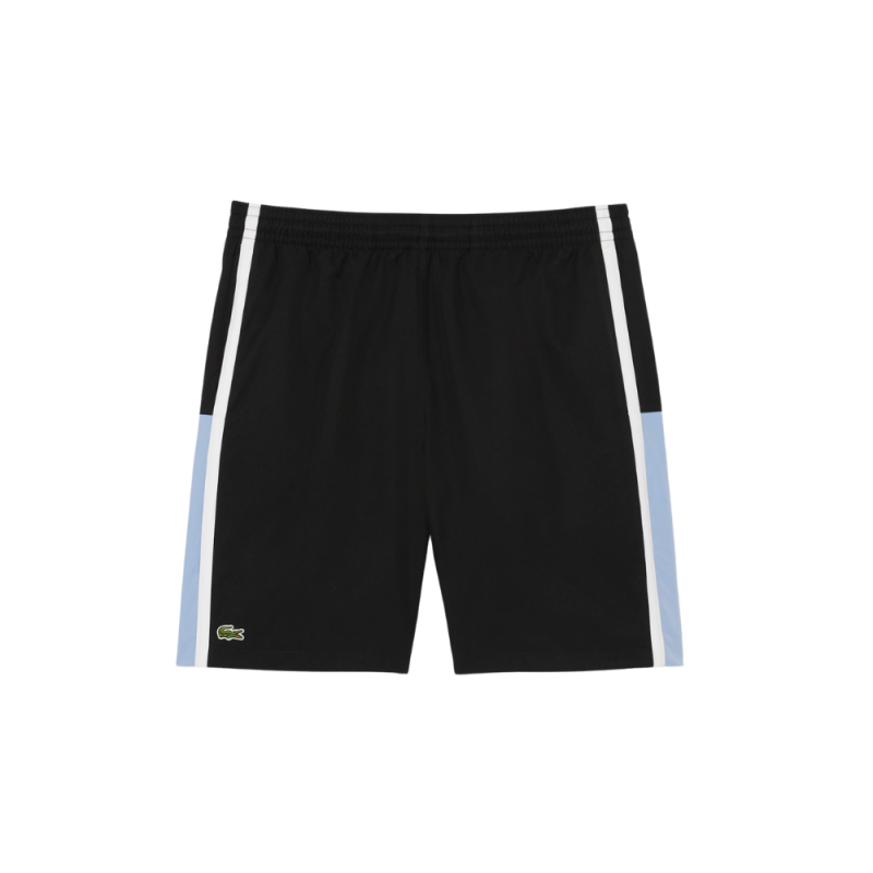 Short Lacoste Tennis en taffetas diamanté color-block Noir/Bleu/Blanc