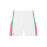 Short Tennis léger bandes color-block Performance & Confort LACOSTE blanc/fushia/billard