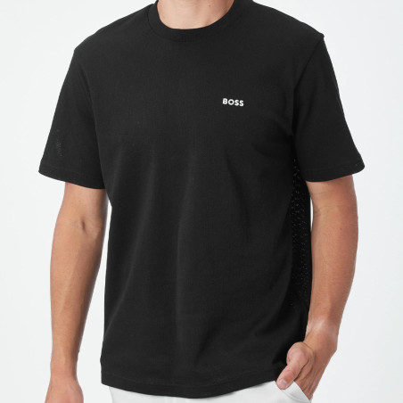 T-shirt en mesh de coton à motif artistique brodé TS_Member Mesh 1 BOSS noir