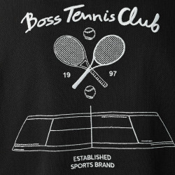 T-shirt en mesh de coton à motif artistique brodé TS_Member Mesh 1 BOSS noir