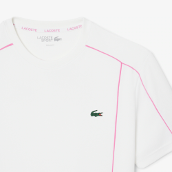 T-shirt Lacoste Sport Ultra Dry en piqué technique liserés Blanc| DM’Sports