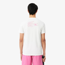 T-shirt Lacoste Sport Ultra Dry en piqué technique liserés Blanc| DM’Sports