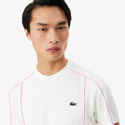 T-shirt Lacoste Sport Ultra Dry en piqué technique liserés Blanc| DM’Sports