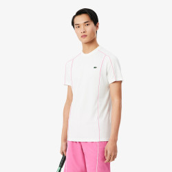 T-shirt Lacoste Sport Ultra Dry en piqué technique liserés Blanc