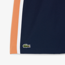 Short Lacoste Tennis en taffetas diamanté color-block Marine/Orange/Blanc| DM’Sports