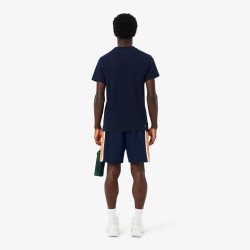 Short Lacoste Tennis en taffetas diamanté color-block Marine/Orange/Blanc| DM’Sports