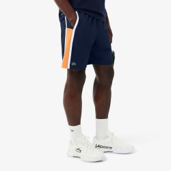 Short Lacoste Tennis en taffetas diamanté color-block Marine/Orange/Blanc| DM’Sports