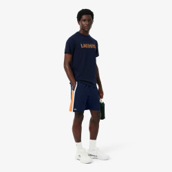 Short Lacoste Tennis en taffetas diamanté color-block Marine/Orange/Blanc| DM’Sports