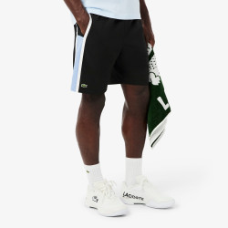 Short Lacoste Tennis en taffetas diamanté color-block Noir/Bleu/Blanc| DM’Sports