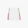 Short Lacoste Tennis en taffetas diamanté color-block blanc/fushia/billard | DM’Sports