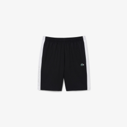 Short Lacoste Sport en taffetas diamanté déperlant Noir/Blanc | DM’Sports