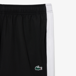 Short Lacoste Sport en taffetas diamanté déperlant Noir/Blanc | DM’Sports