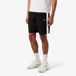 Short Lacoste Sport en taffetas diamanté déperlant Noir/Blanc | DM’Sports