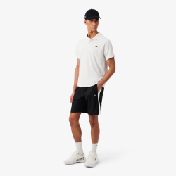 Short Lacoste Sport en taffetas diamanté déperlant Noir/Blanc