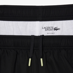 Short Lacoste Sport en taffetas diamanté déperlant Noir/Blanc | DM’Sports