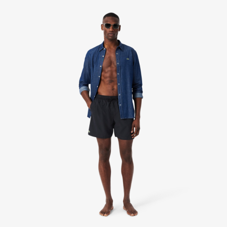 Maillot de bain Lacoste mi-long en taffetas recyclé Noir/Vert