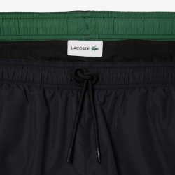 Maillot de bain Lacoste mi-long en taffetas recyclé Noir/Vert | DM’Sports