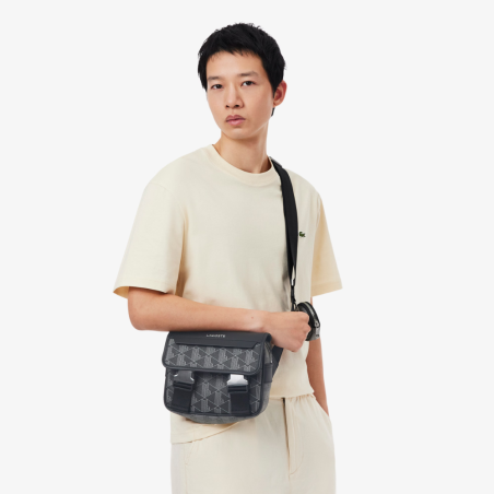 Sac bandoulière Lacoste- The Blend monogramme Mix Noir Gris