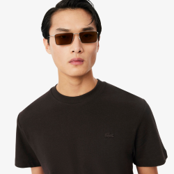 T-shirt Lacoste en coton avec logo brodé Marron