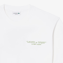 T-shirt Lacoste en coton biologique avec broderie et imprimé dos Blanc | DM’Sports