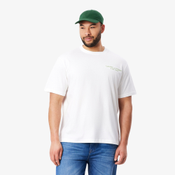 T-shirt Lacoste en coton biologique avec broderie et imprimé dos Blanc | DM’Sports