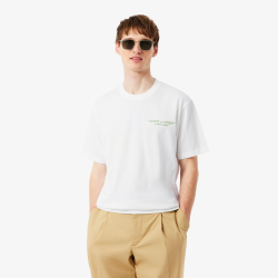 T-shirt Lacoste en coton biologique avec broderie et imprimé dos Blanc | DM’Sports