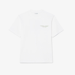 T-shirt Lacoste en coton biologique avec broderie et imprimé dos Blanc | DM’Sports