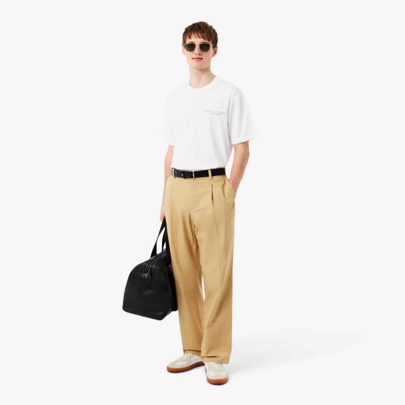 T-shirt Lacoste en coton biologique avec broderie et imprimé dos Blanc