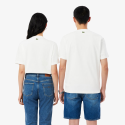 T-shirt Lacoste en coton jersey avec logo embossé Blanc| DM’Sports