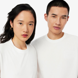 T-shirt Lacoste en coton jersey avec logo embossé Blanc| DM’Sports