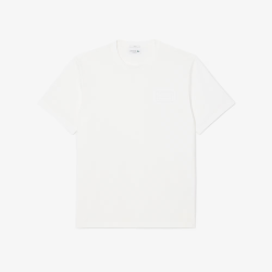 T-shirt Lacoste en coton jersey avec logo embossé Blanc| DM’Sports
