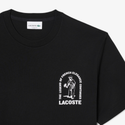 T-shirt Lacoste en coton biologique avec broderie et imprimé dos Noir | DM’Sports