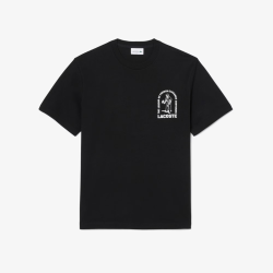 T-shirt Lacoste en coton biologique avec broderie et imprimé dos Noir | DM’Sports