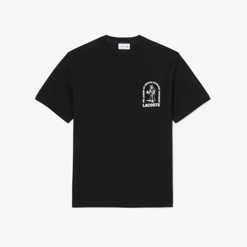 T-shirt Lacoste en coton biologique avec imprimé aquarelle Noir