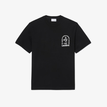 T-shirt Lacoste en coton biologique avec imprimé aquarelle Noir